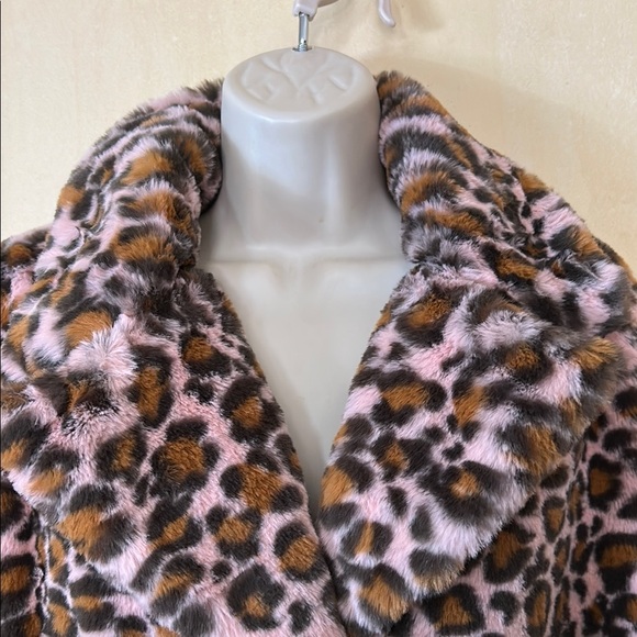 PJ Salvage Pink and Brown Teddy Jacket Plush Faux Fur size S - Picture 3 of 12